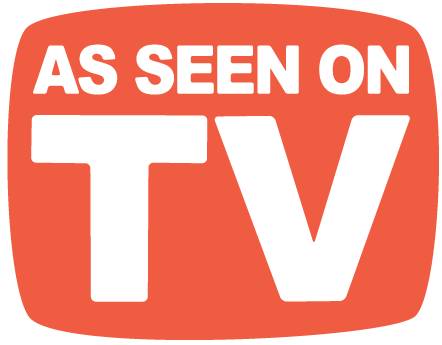 orange badge with the words " As Seeon On TV"