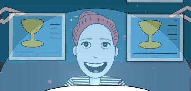 Animated Character with sigs on either side