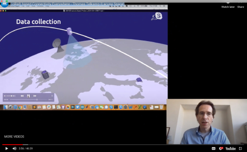 Animated still of Lacuna Space Video Animation of a data transmission antenna and satellite dish on the earth