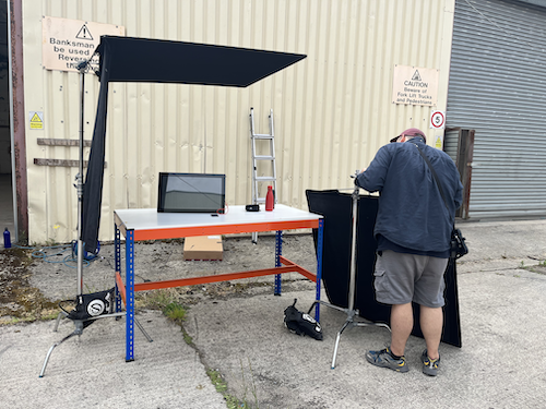 Video village being rigged on location for Ebbon Intelligence